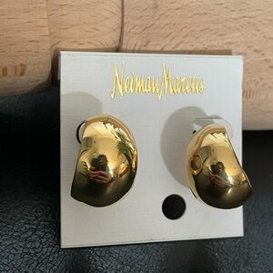 Vintage Monet clips gold plated stamped 50s huge wide tick minimalist